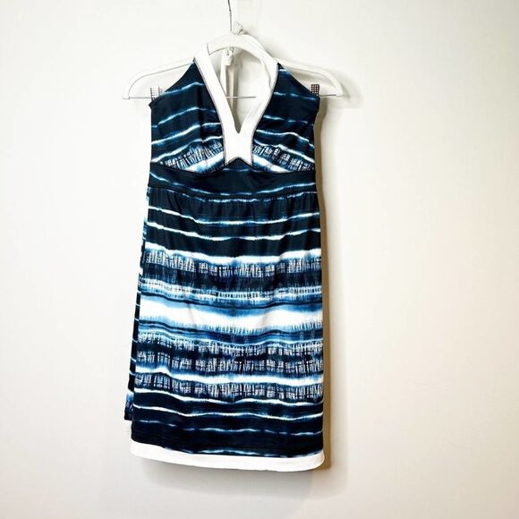 The North Face Womens Blue White Halter Neck Sleeveless Sheath Dress Size Medium - Picture 1 of 7